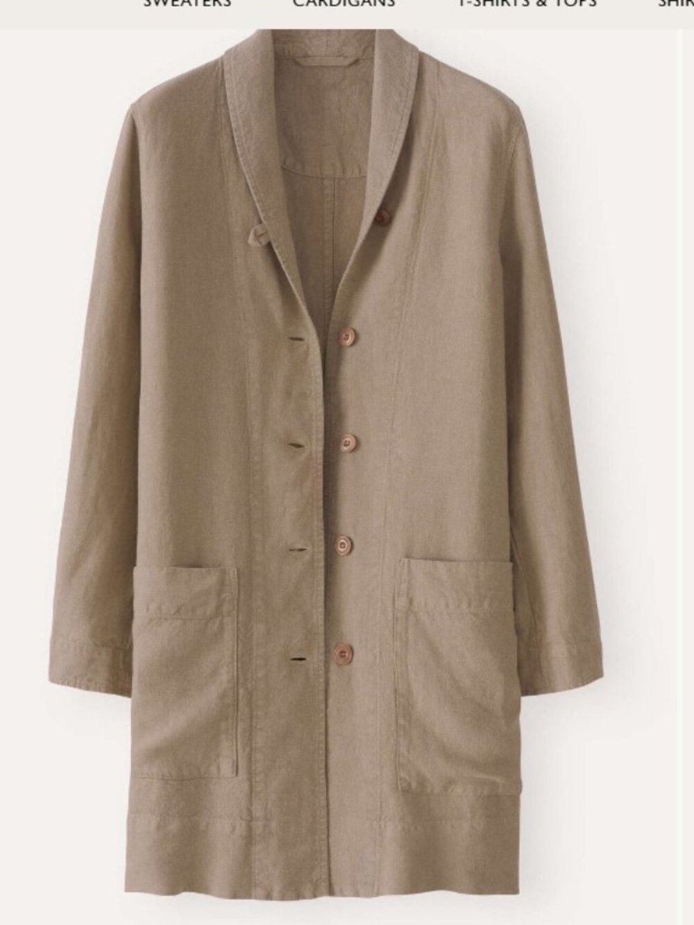 Poetry UK Linen Long Jacket Taupe Size UK 12 US 8